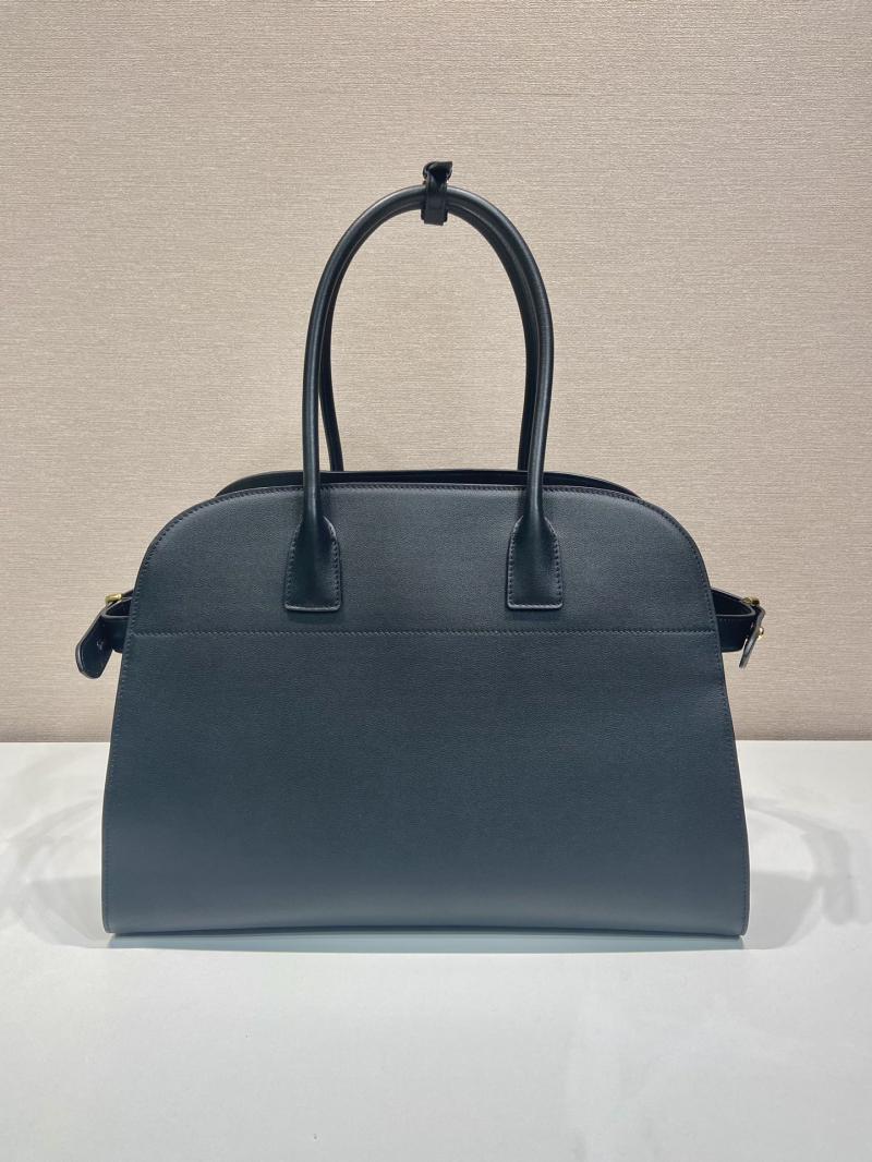 Prada Large leather tote bag with buckles 1BG508 Black