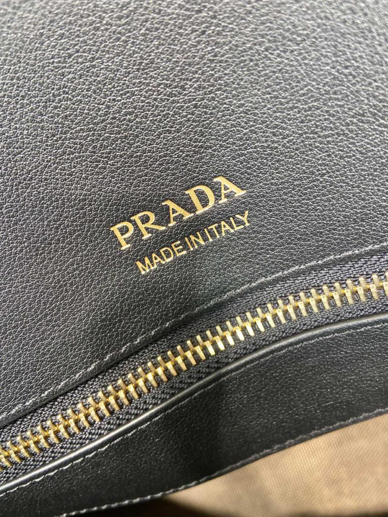 Prada Large leather tote bag with buckles 1BG508 Black