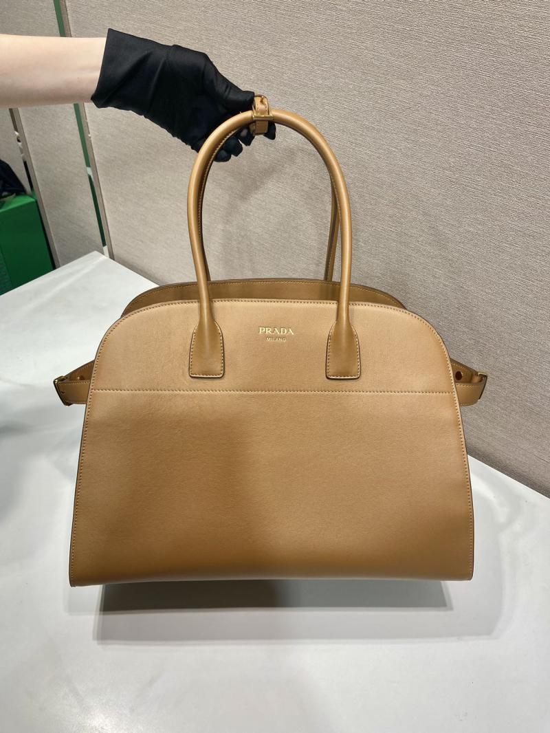 Prada Large leather tote bag with buckles 1BG508 Caramel