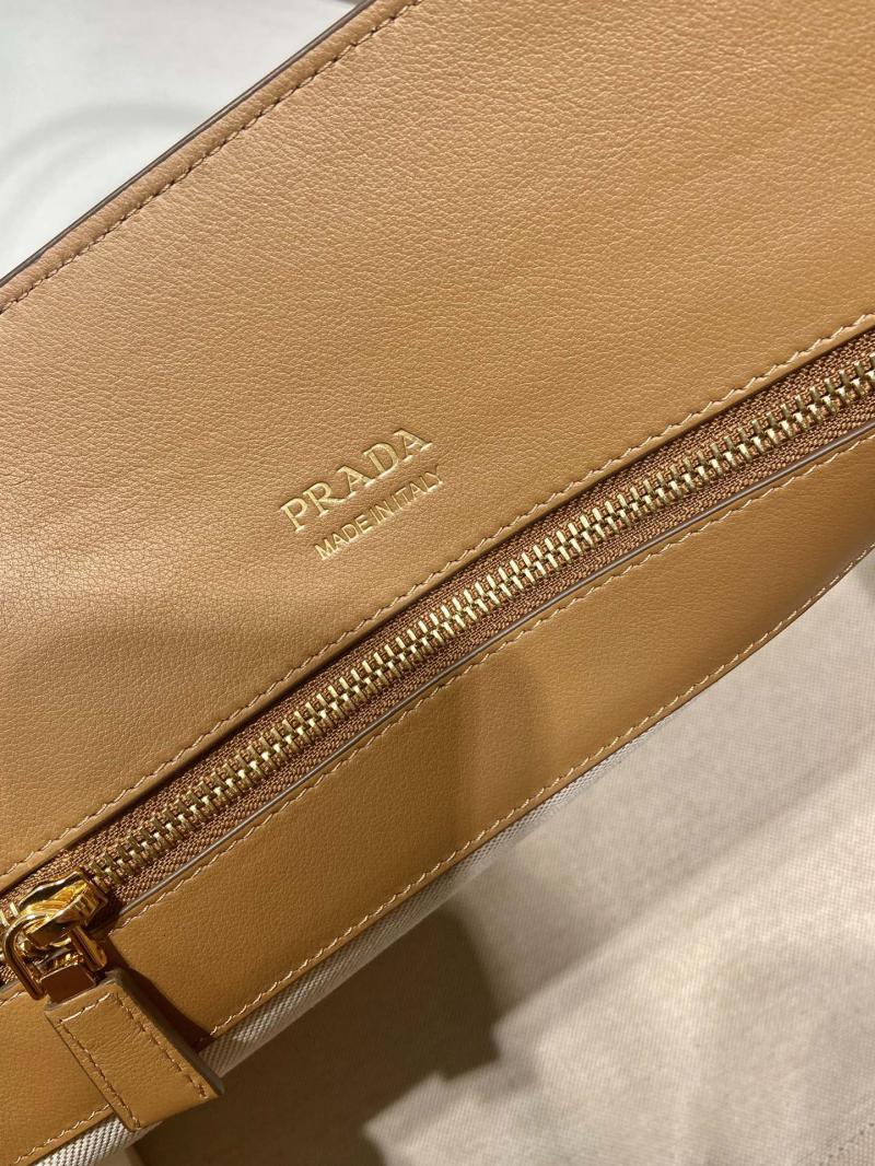 Prada Large leather tote bag with buckles 1BG508 Caramel