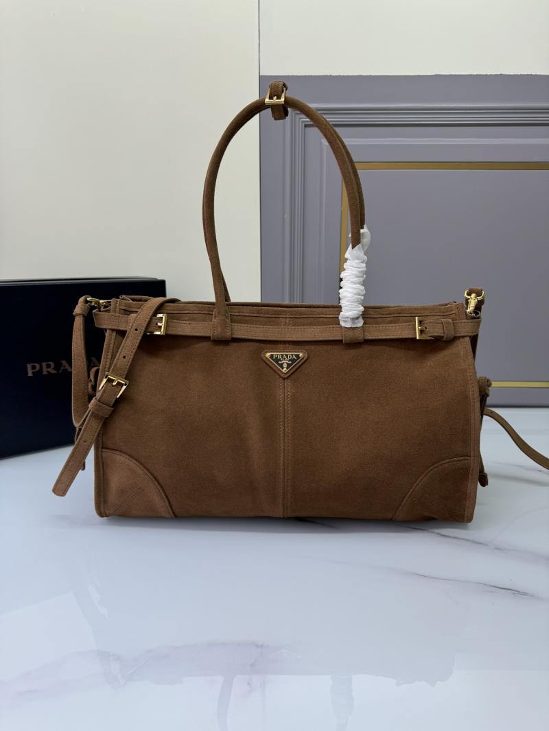 Prada Large suede handbag Brown 1BA433