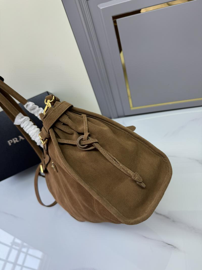 Prada Large suede handbag Brown 1BA433