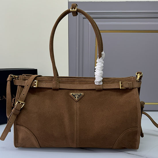 Prada Large suede handbag Brown 1BA433