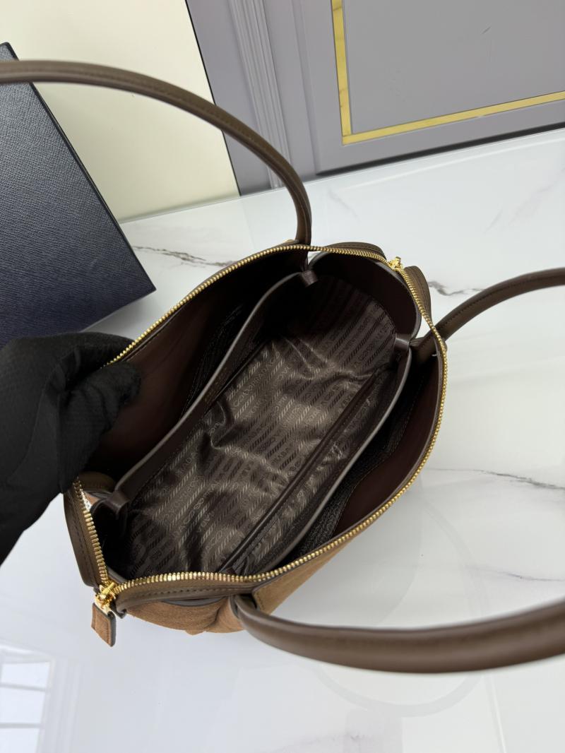 Prada Medium Suede Handbag Brown 1BA444