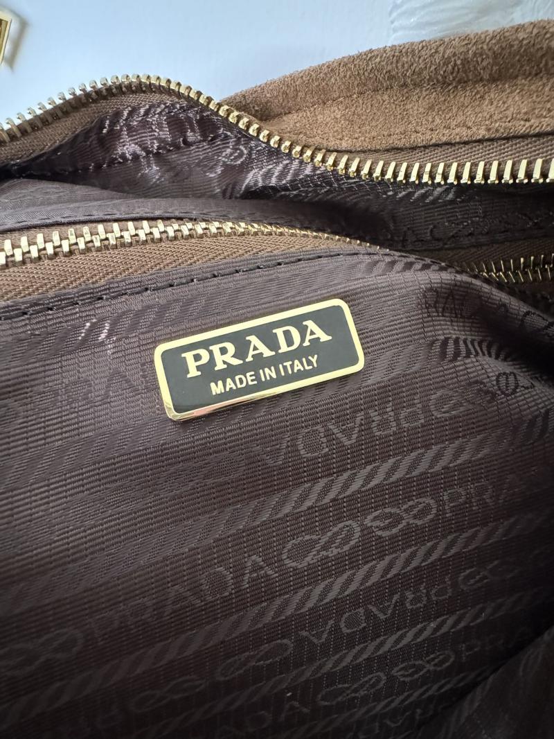 Prada Medium suede handbag Brown 1BA426