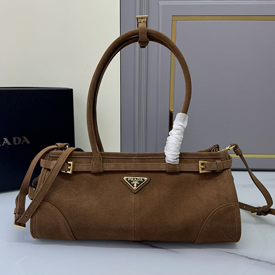 Prada Medium suede handbag Brown 1BA426