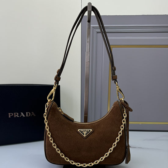 Prada Re-Edition Suede mini bag Brown 1BC204