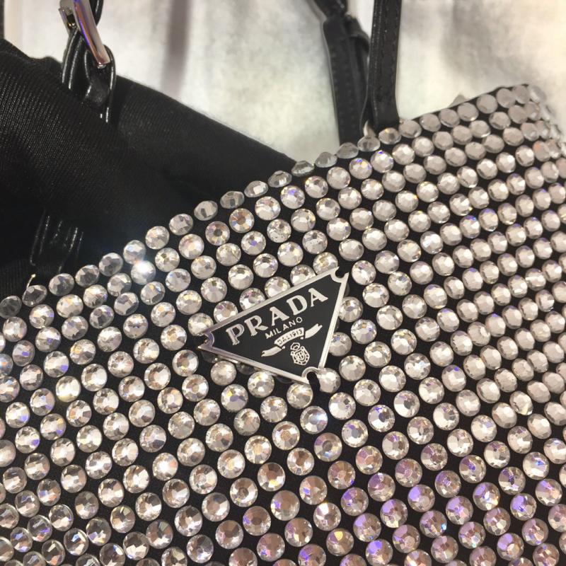 Prada Rhinestone Handbag 1N6608 Silver