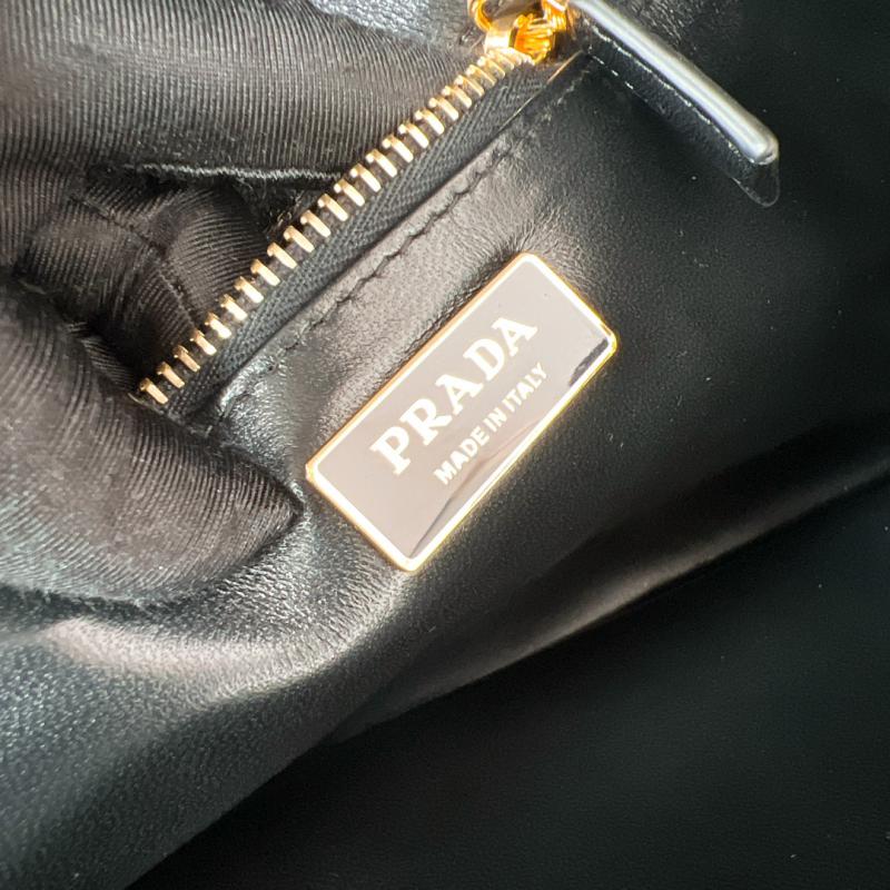 Prada Soft Sound large leather shoulder bag 1BD378 Black