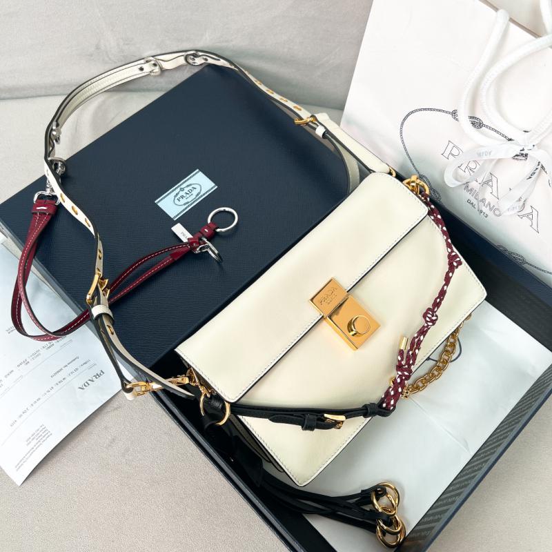 Prada Soft Sound small leather shoulder bag 1BD379 White