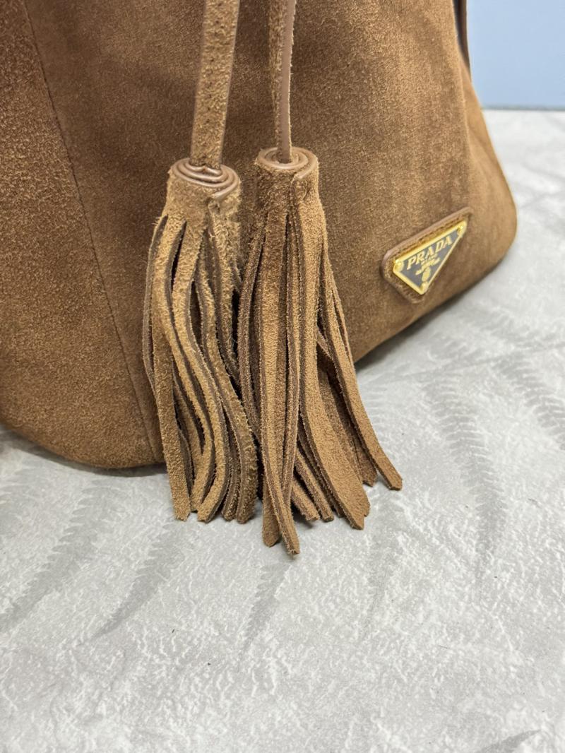 Prada Suede Bucket Bag Brown 1BE079