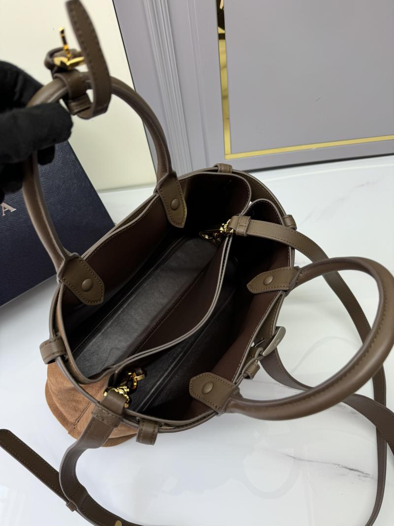 Prada Suede Buckle Bag Brown 1BA434