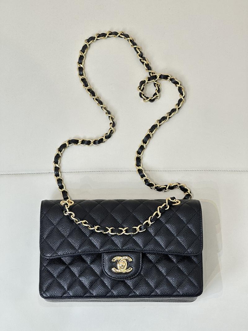 Small Chanel Caviar Flap Bag A01117 Black with Gold