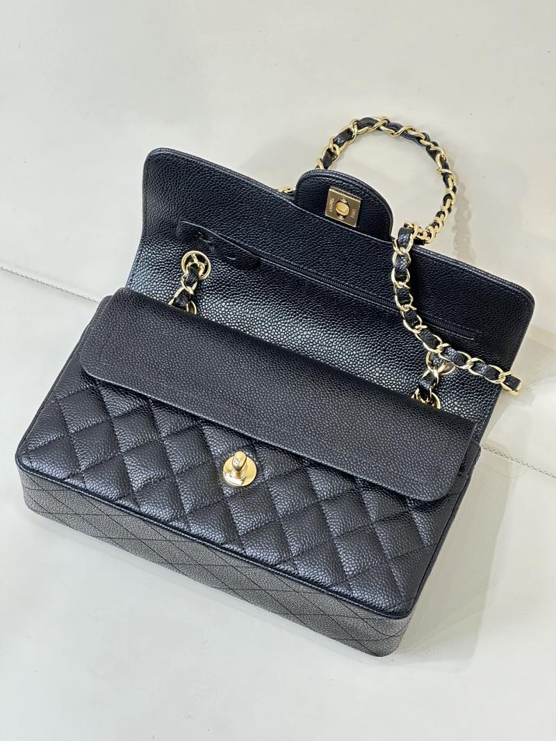 Small Chanel Caviar Flap Bag A01117 Black with Gold