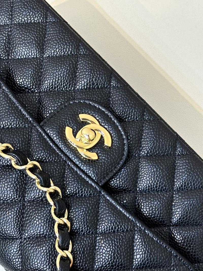 Small Chanel Caviar Flap Bag A01117 Black with Gold