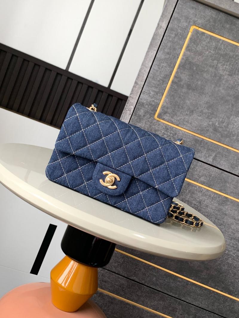 Small Chanel Denim Flap Bag Blue A01116