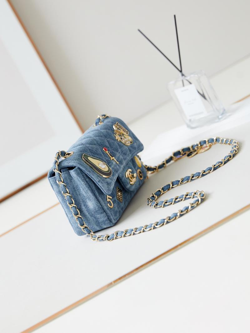 Small Chanel Denim Flap Bag Light Blue A01116