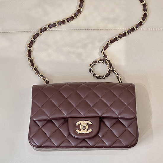 Small Chanel Lambskin Flap Bag A01116 Dark Burgundy