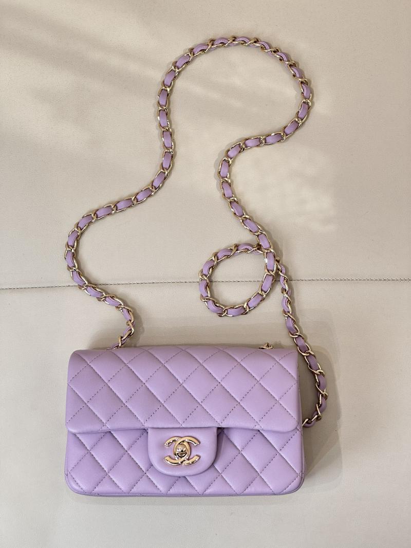 Small Chanel Lambskin Flap Bag A01116 Purple