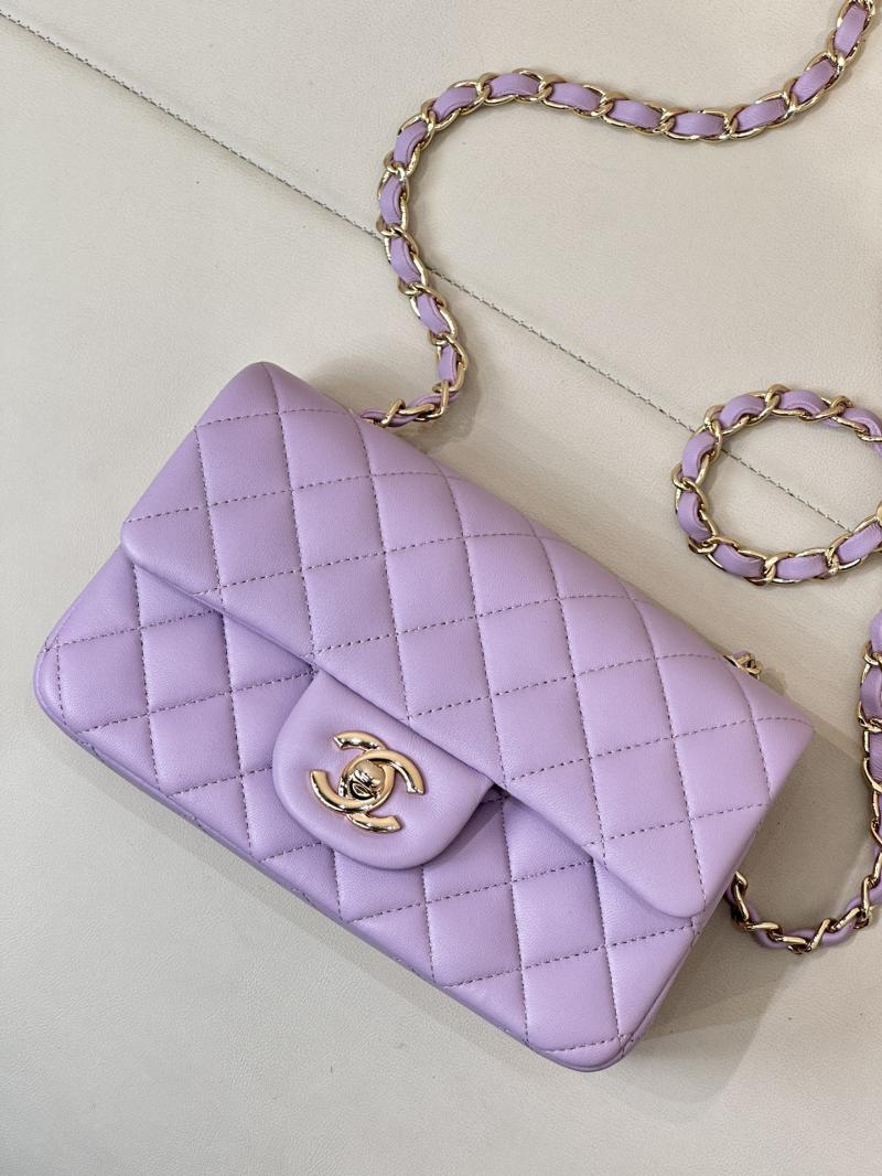 Small Chanel Lambskin Flap Bag A01116 Purple