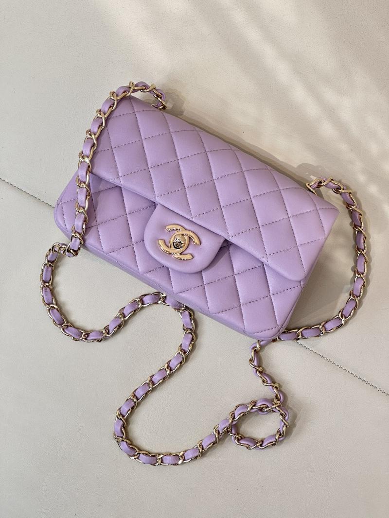 Small Chanel Lambskin Flap Bag A01116 Purple