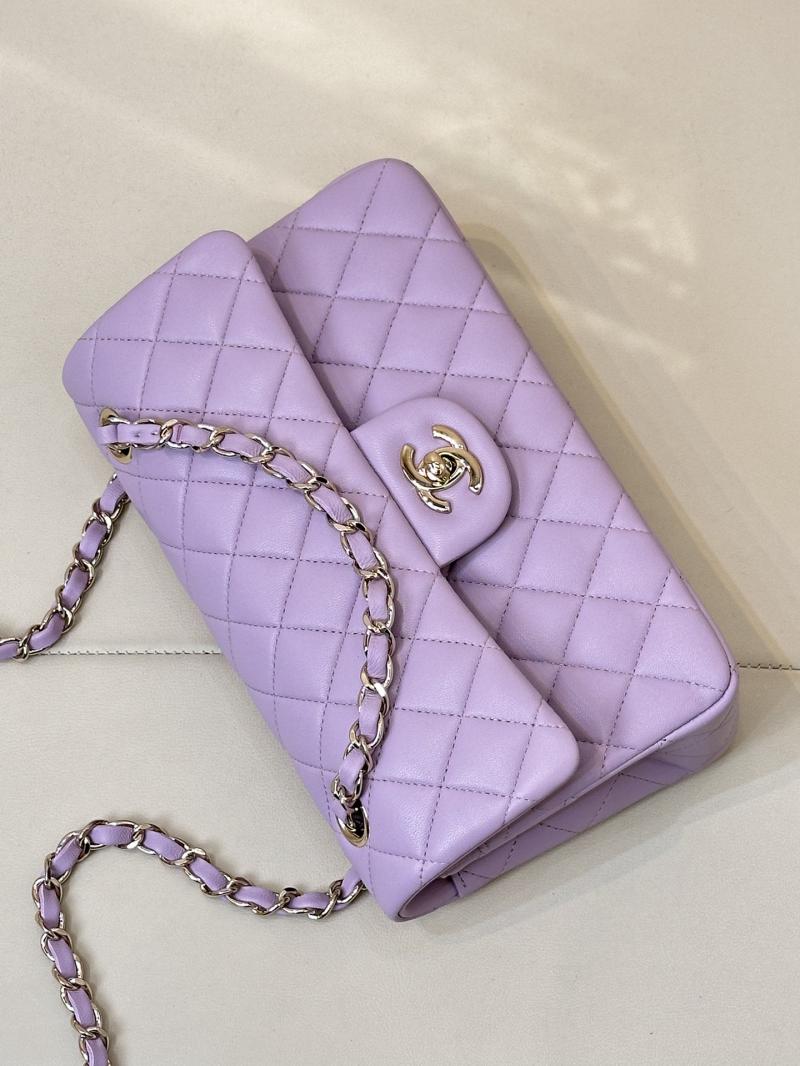 Small Chanel Lambskin Flap Bag A01117 Purple