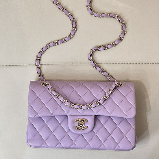 Small Chanel Lambskin Flap Bag A01117 Purple