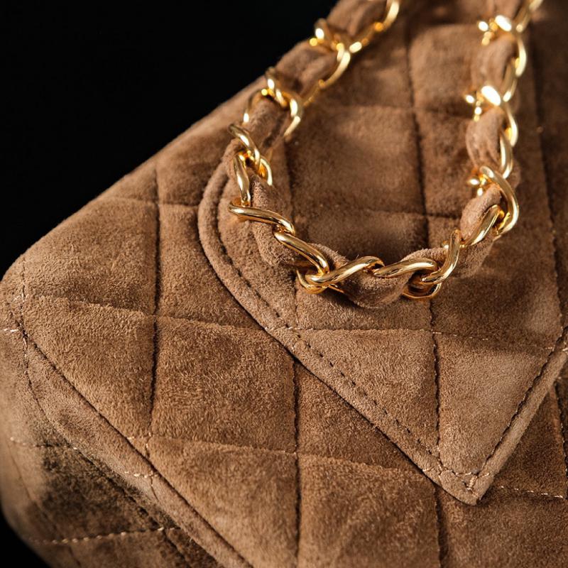 Small Chanel Suede Flap Bag Caramel A01116