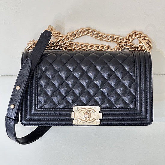 Boy Chanel Handbag A67086 Black with Gold