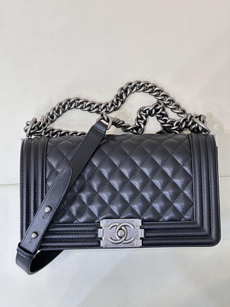 Boy Chanel Handbag A67086 Black with Silver