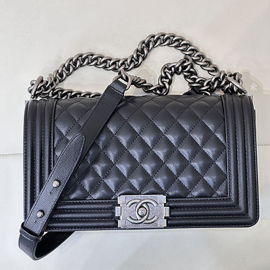 Boy Chanel Handbag A67086 Black with Silver