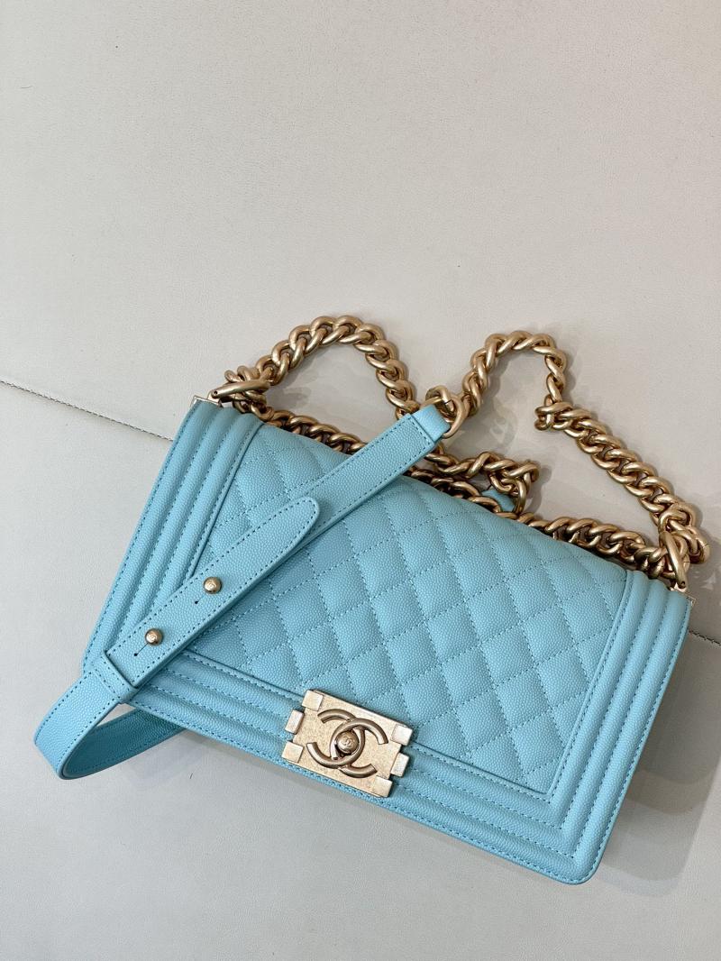 Boy Chanel Handbag A67086 Blue with Gold