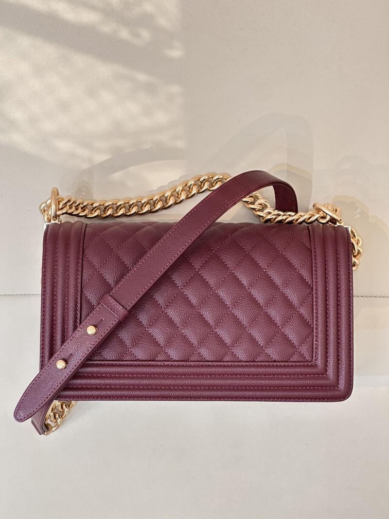 Boy Chanel Handbag A67086 Burgundy with Gold