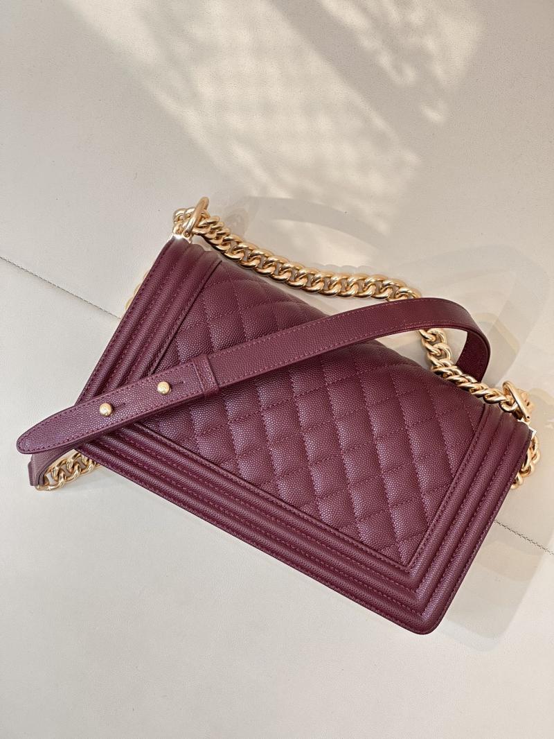 Boy Chanel Handbag A67086 Burgundy with Gold