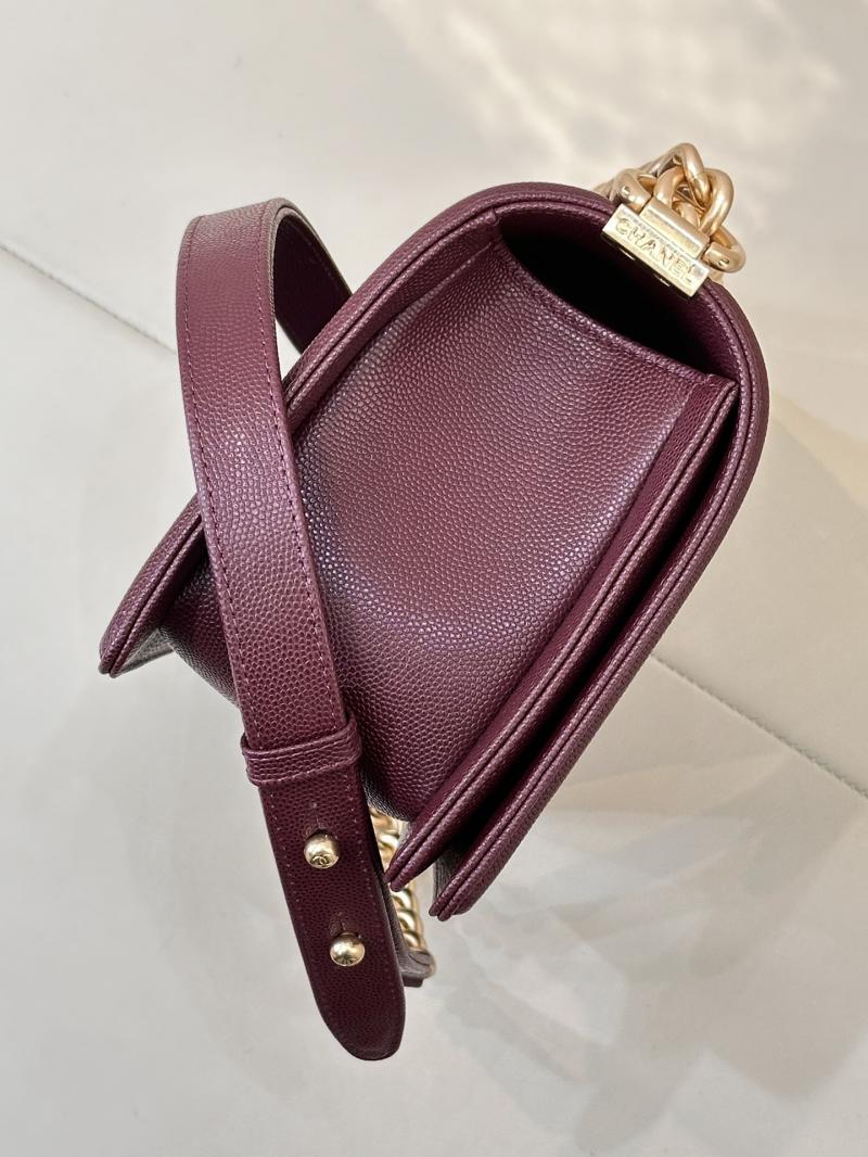 Boy Chanel Handbag A67086 Burgundy with Gold