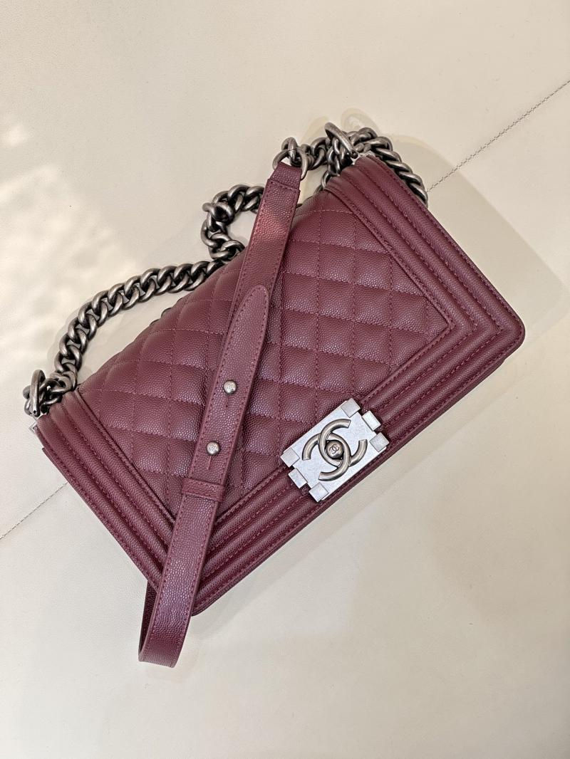 Boy Chanel Handbag A67086 Burgundy with Silver