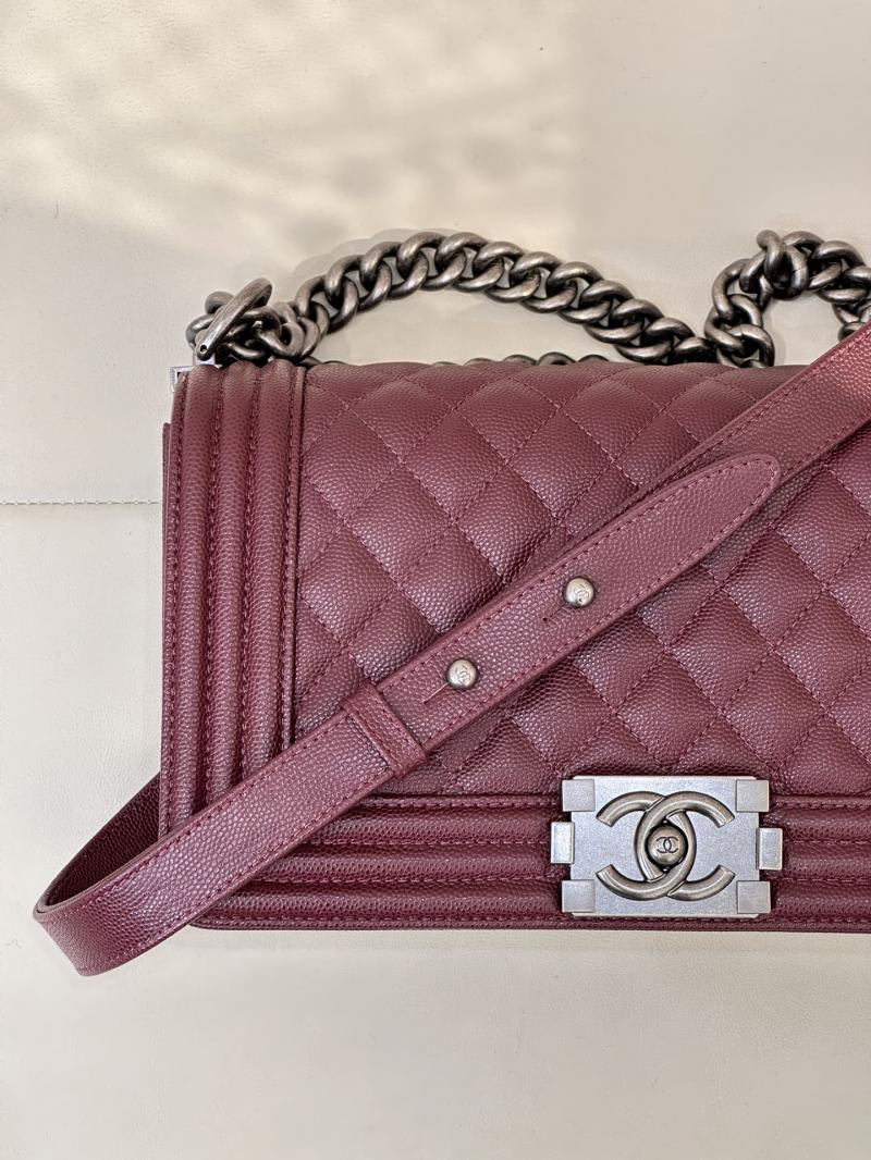 Boy Chanel Handbag A67086 Burgundy with Silver