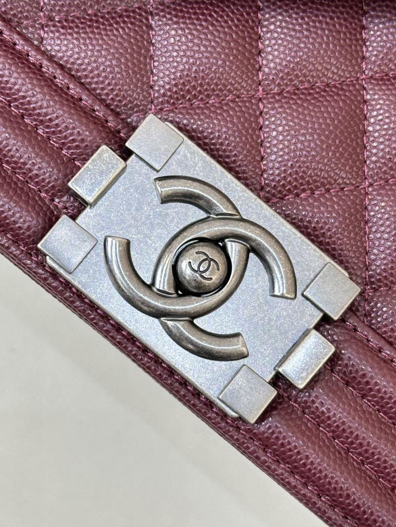 Boy Chanel Handbag A67086 Burgundy with Silver