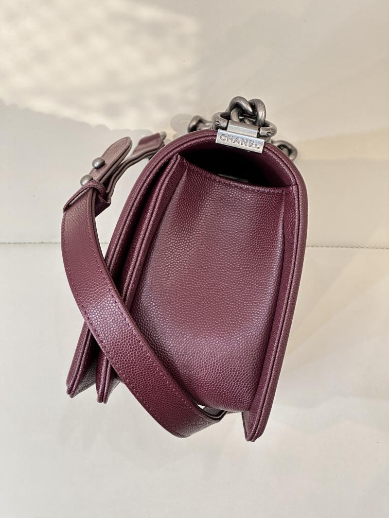 Boy Chanel Handbag A67086 Burgundy with Silver