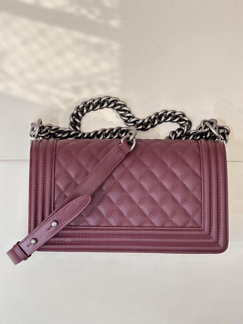 Boy Chanel Handbag A67086 Burgundy with Silver