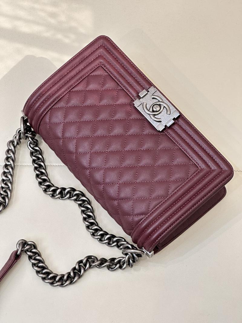 Boy Chanel Handbag A67086 Burgundy with Silver