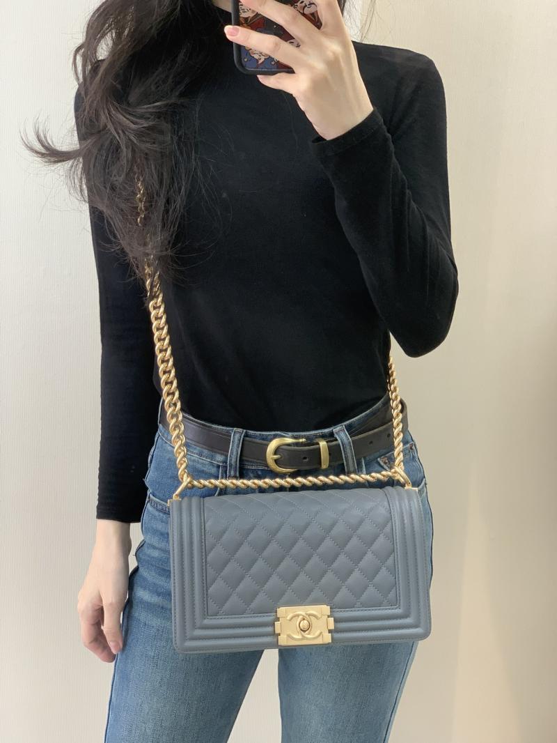 Boy Chanel Handbag A67086 Gray Blue