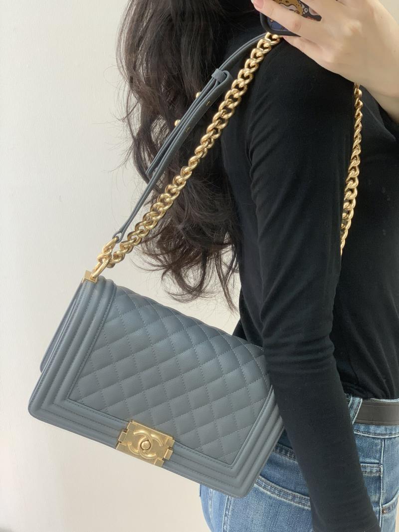 Boy Chanel Handbag A67086 Gray Blue