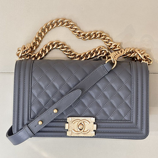 Boy Chanel Handbag A67086 Gray Blue