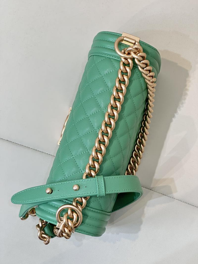 Boy Chanel Handbag A67086 Green with Gold