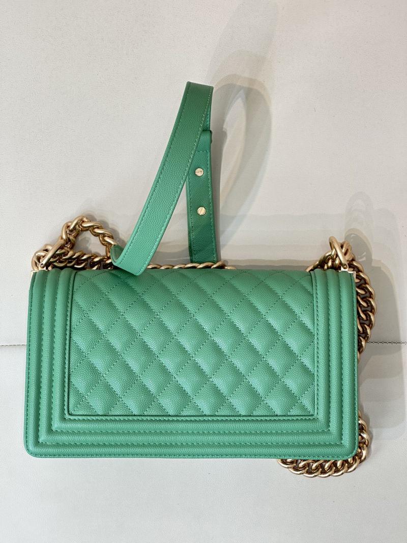 Boy Chanel Handbag A67086 Green with Gold