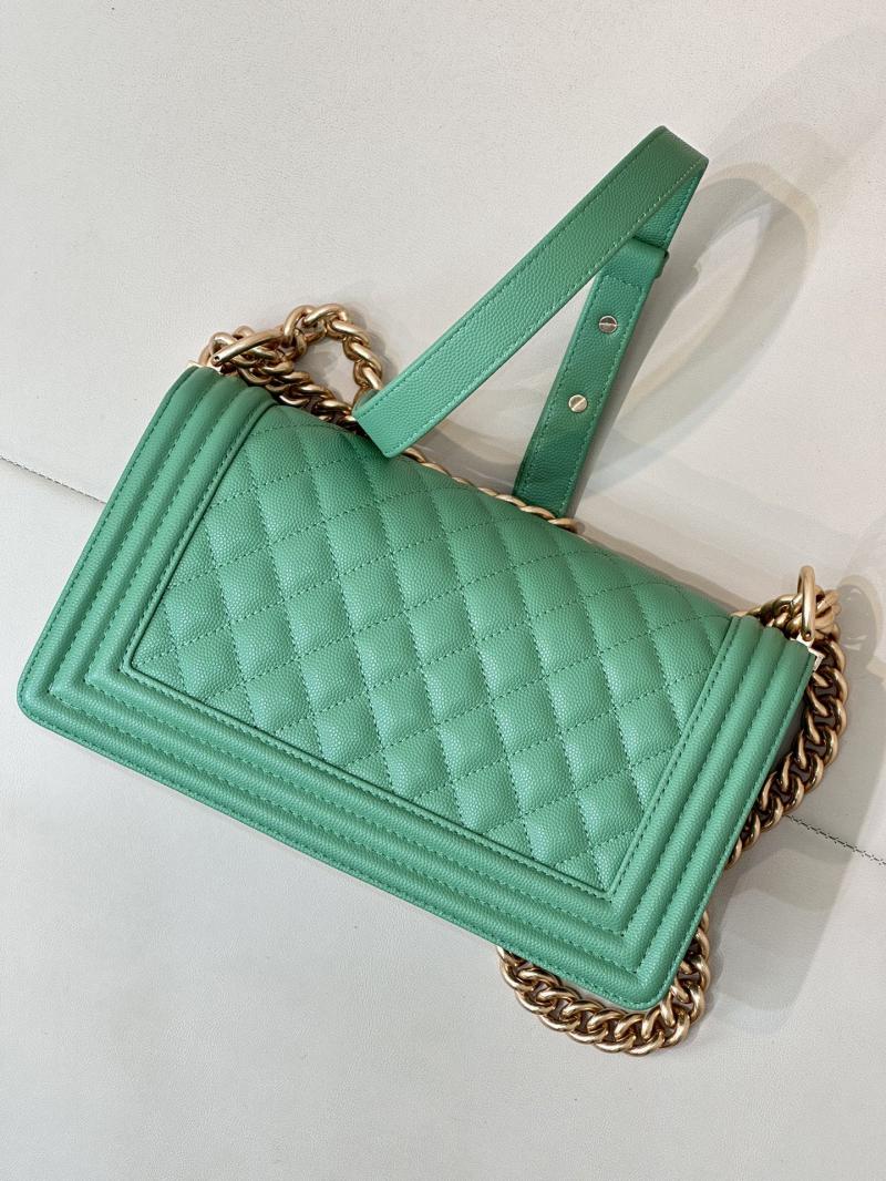 Boy Chanel Handbag A67086 Green with Gold