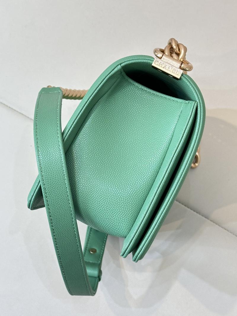 Boy Chanel Handbag A67086 Green with Gold