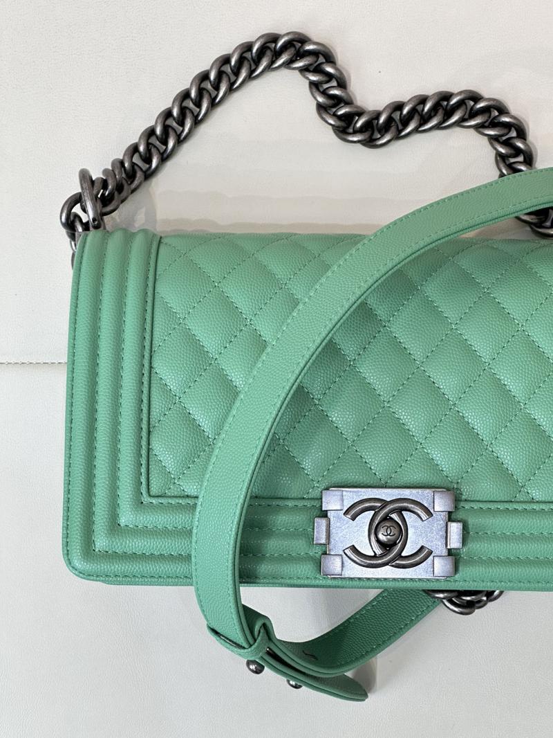 Boy Chanel Handbag A67086 Green with Silver