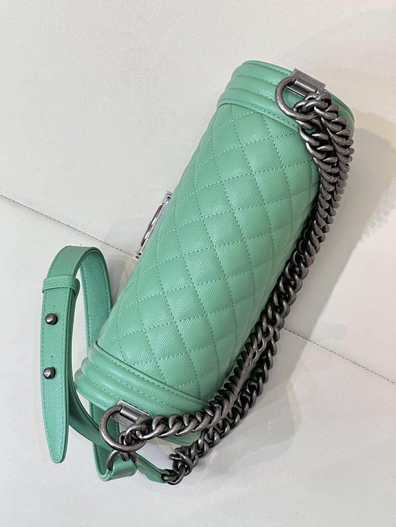 Boy Chanel Handbag A67086 Green with Silver